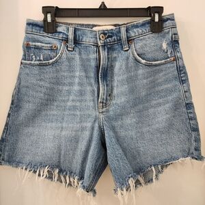 Abercrombie & Fitch Blue Jean Shorts High-Waisted Cut-Off Dad Short 5" Inseam